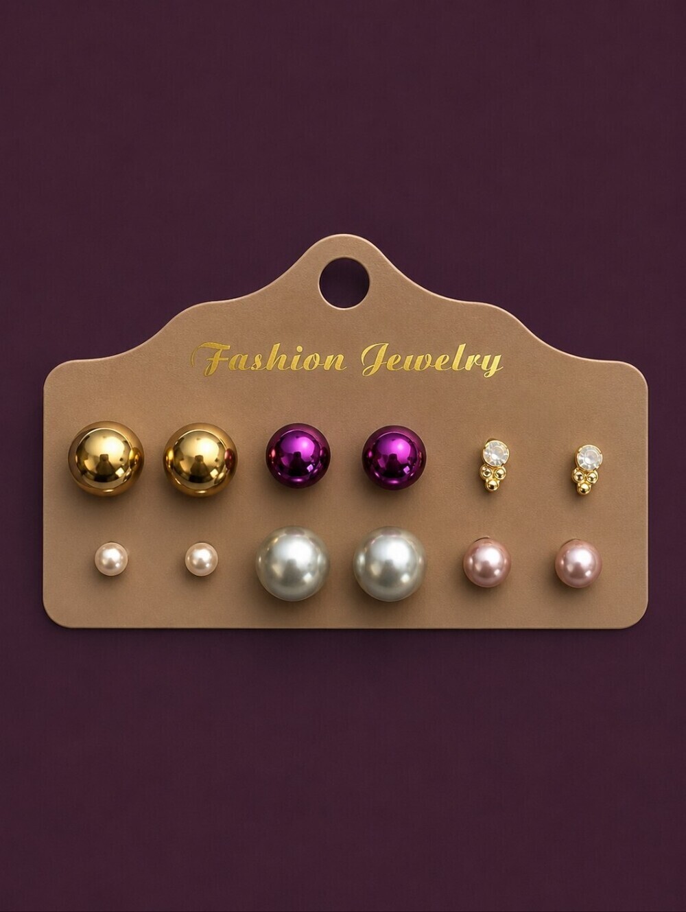 3/$30 Pearlesque Fuscia Ball Post Stud Earrings